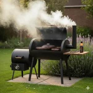An entry-level offset smoker BBQ, perfect for UK enthusiasts looking for an affordable way to smoke brisket and ribs.