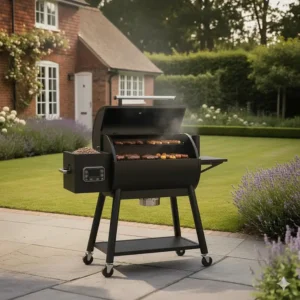 The Traeger Pro 575 wood pellet grill, a popular entry-level choice for UK homeowners.
