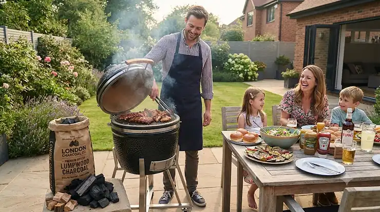 Premium large lumpwood charcoal for smoking, ideal for long British barbecue sessions and authentic wood-fired flavour. large lumpwood charcoal for smoking