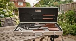 Complete luxury barbecue tool kit in a smart aluminium presentation case.