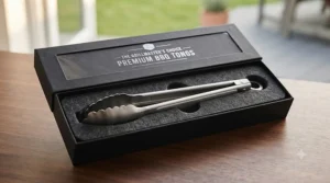 Premium packaged long handle barbecue tongs set ready as a summer gift for outdoor cooking fans.