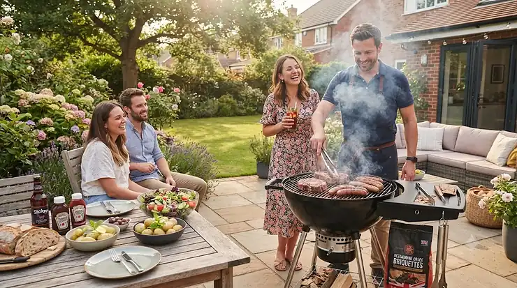 Premium restaurant-quality briquettes for a superior home BBQ experience in the garden. restaurant quality briquettes for home BBQ